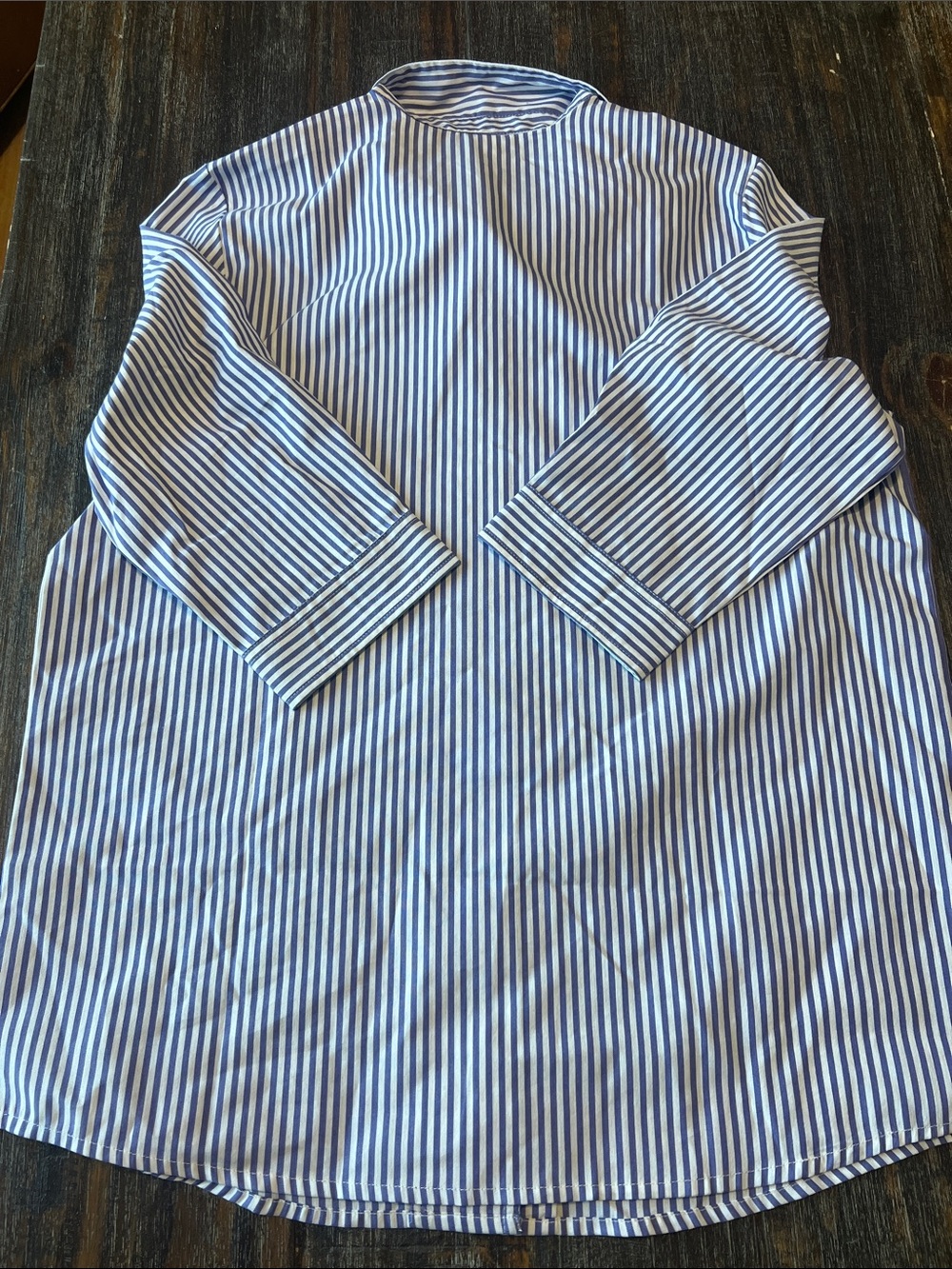 NWOT Blair Purple and White Striped Button-Down Shirt with Butterfly Embroidery - Picture 6 of 8